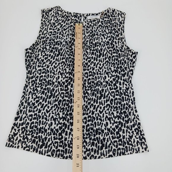 WOMENS CALVIN KLEIN SMALL TOP LEOPARD PRINT PLEATED NECK - Picture 5 of 8